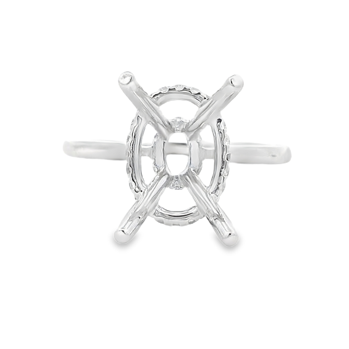 18K White Gold Diamond Hidden Halo Engagement Ring Setting