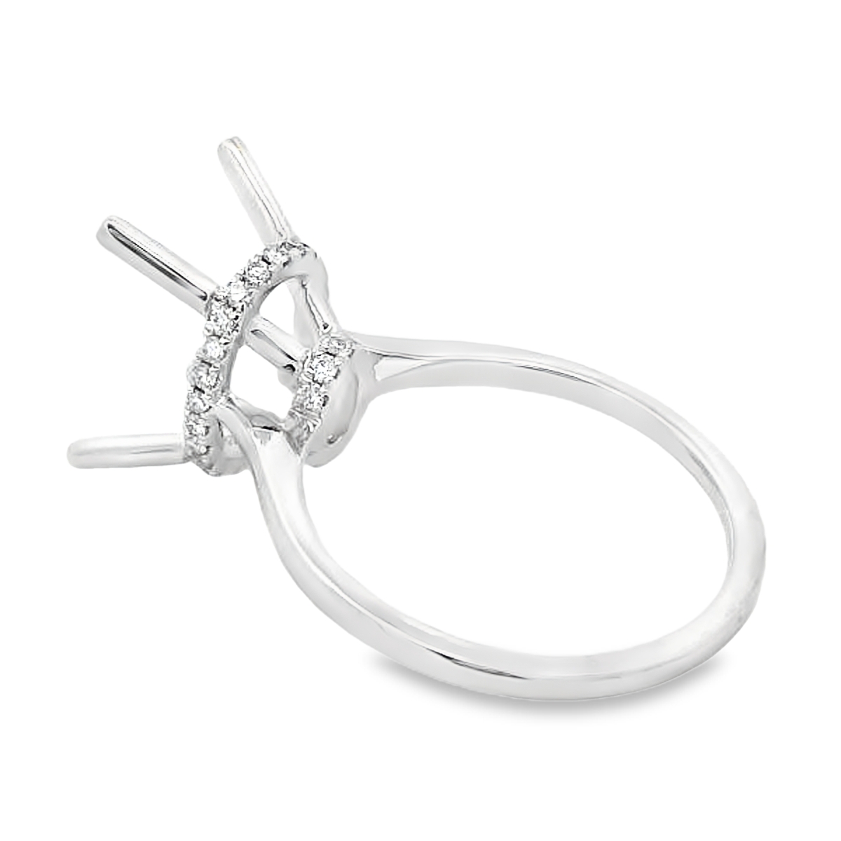 18K White Gold Diamond Hidden Halo Engagement Ring Setting