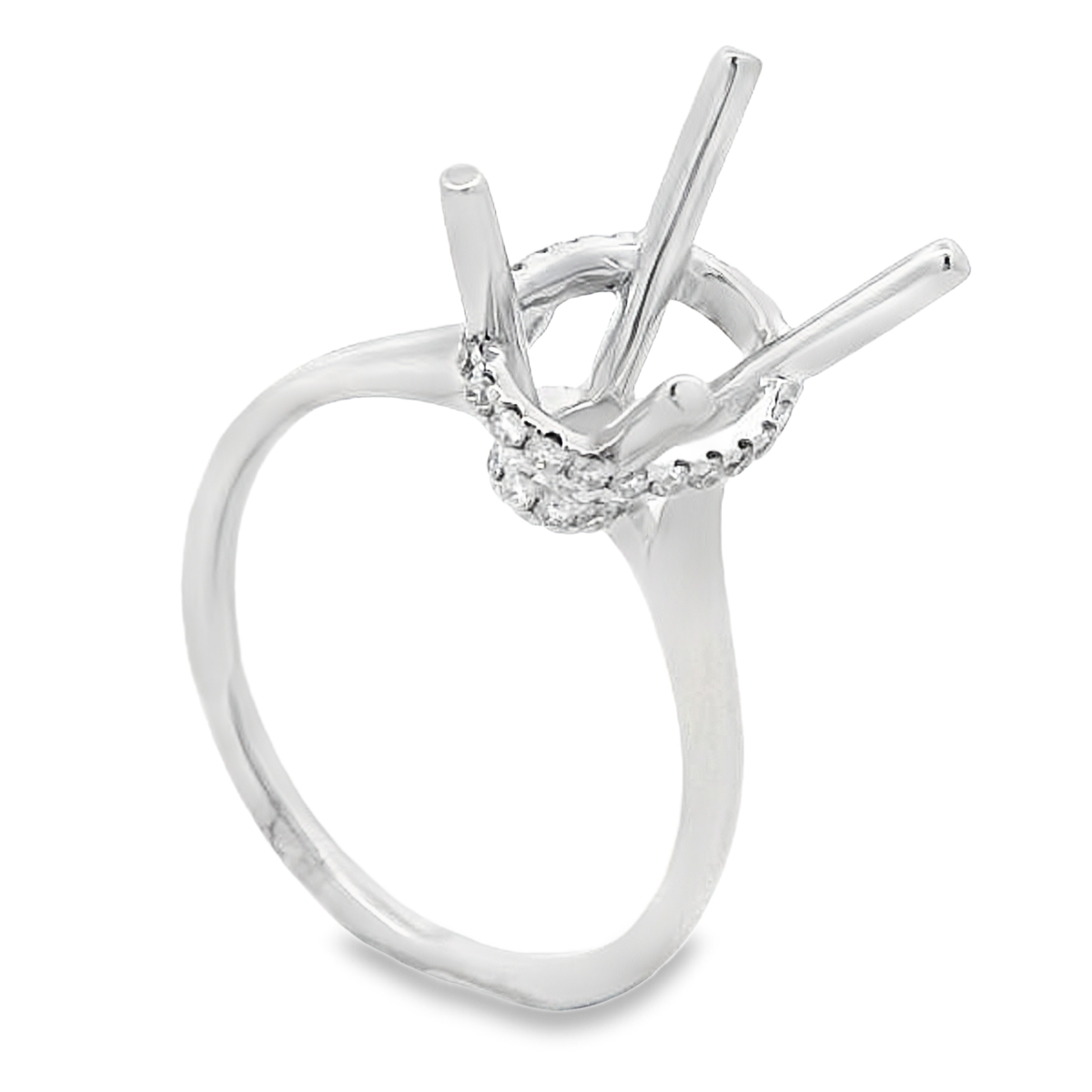 18K White Gold Diamond Hidden Halo Engagement Ring Setting