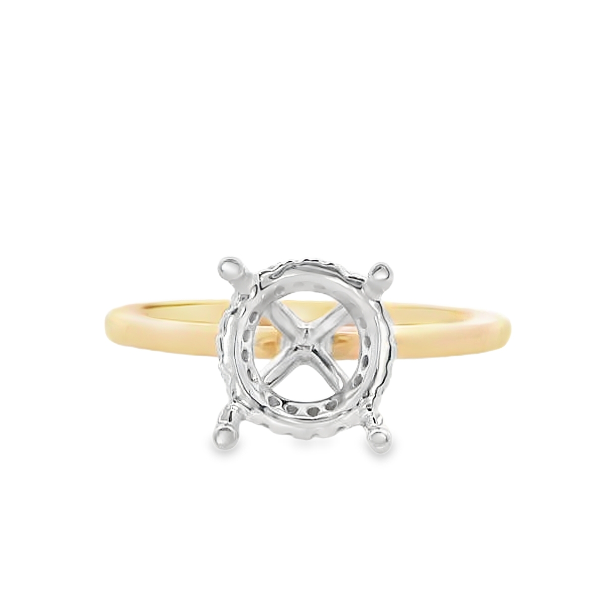 18K White & Yellow Gold Diamond Hidden Halo Engagement Ring Setting