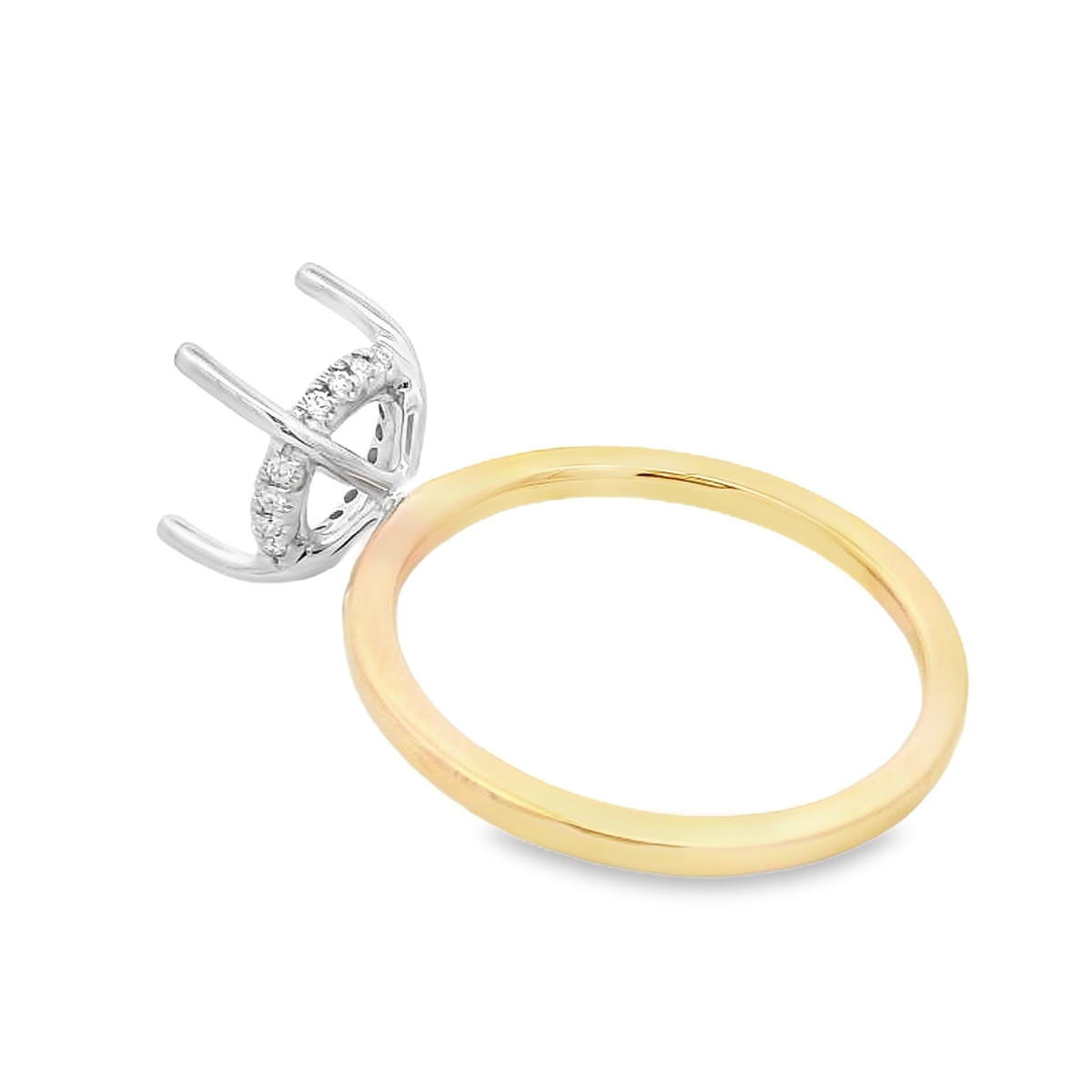 18K White & Yellow Gold Diamond Hidden Halo Engagement Ring Setting