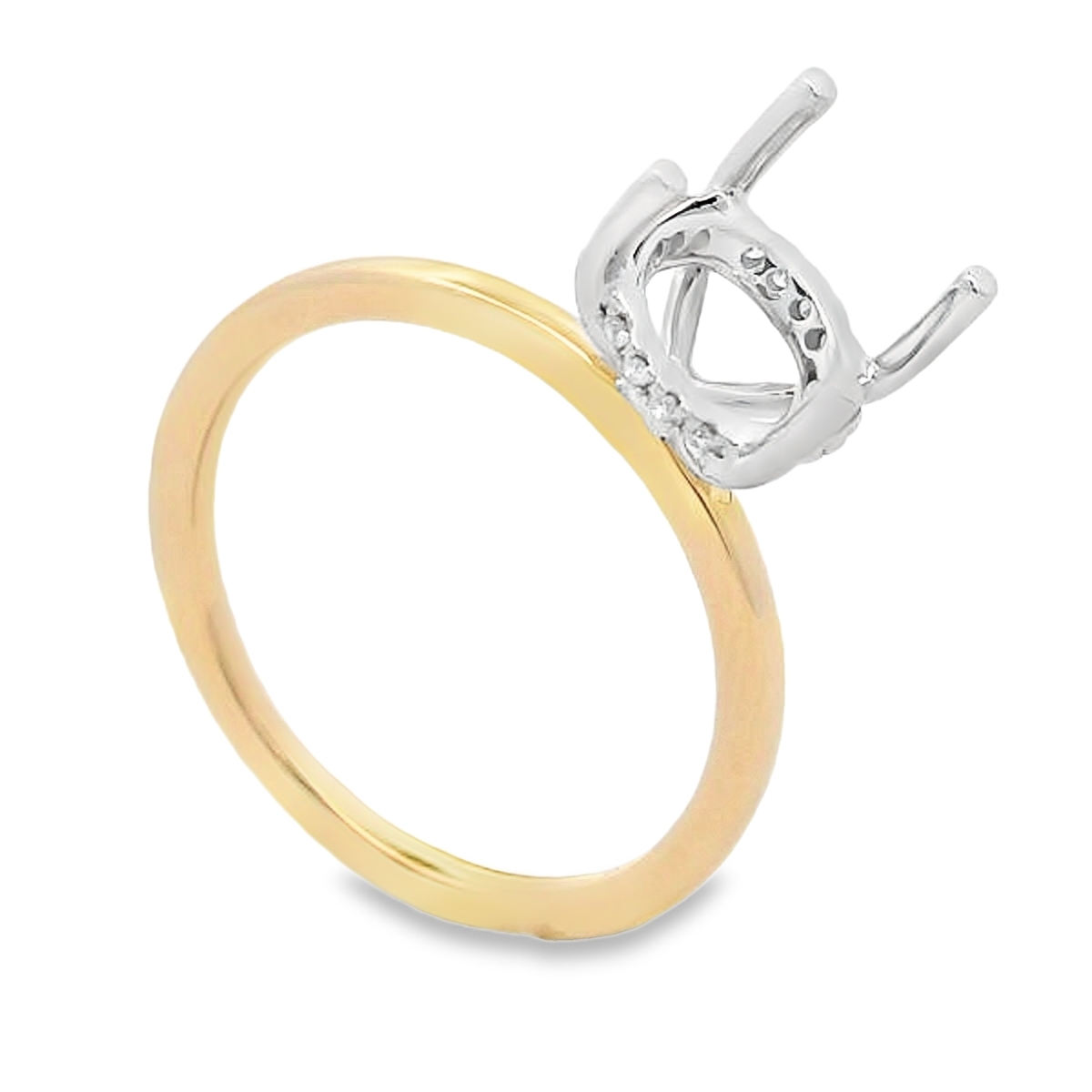 18K White & Yellow Gold Diamond Hidden Halo Engagement Ring Setting