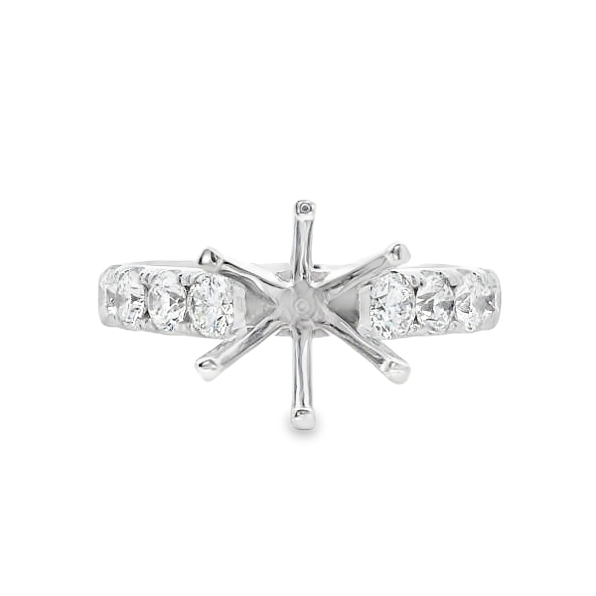 18K White Gold Diamond Shank Engagement Ring Setting