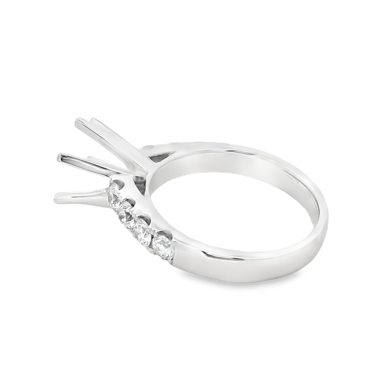 18K White Gold Diamond Shank Engagement Ring Setting