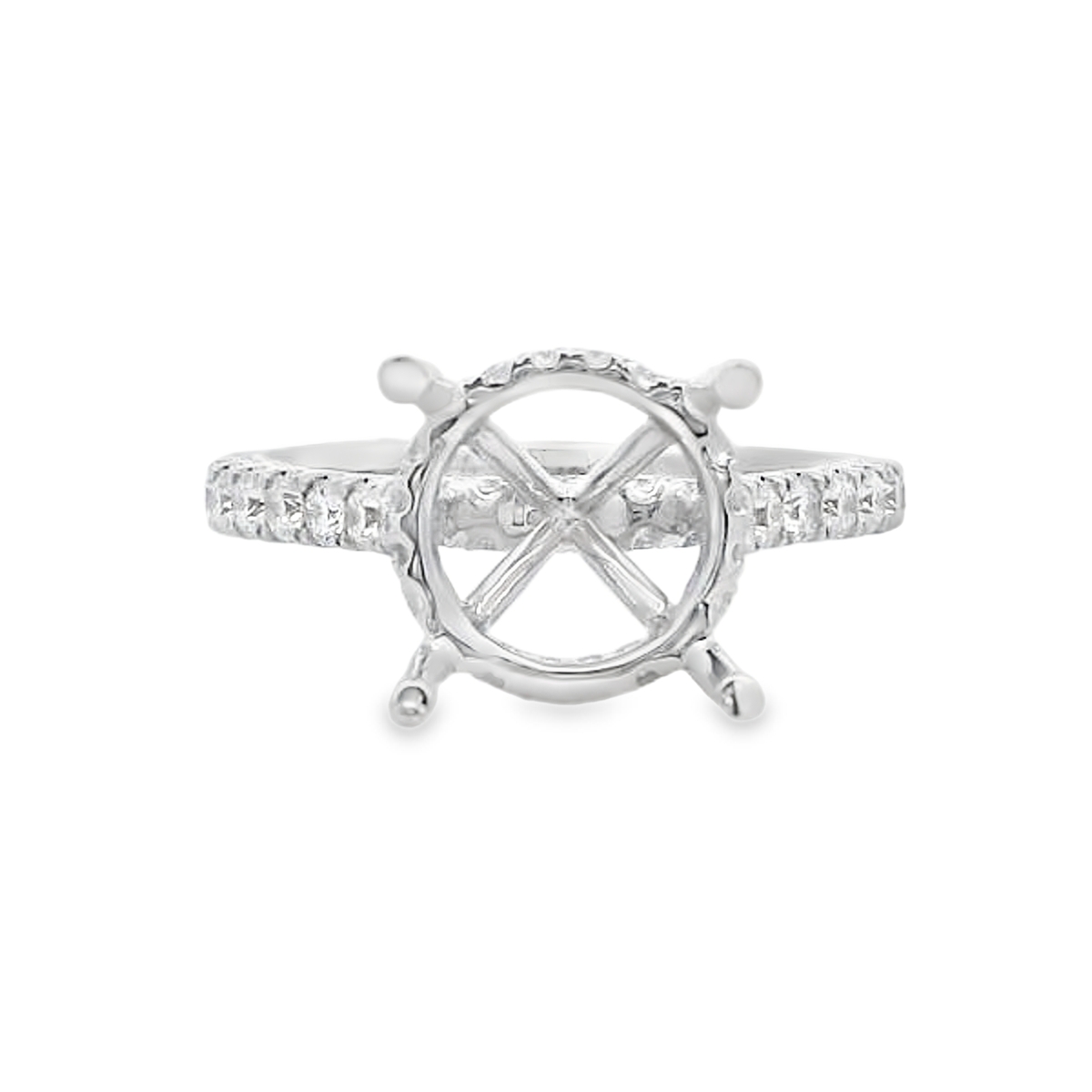 18K White Gold 4-Carat Center Hidden Halo Diamond Engagement Ring Setting