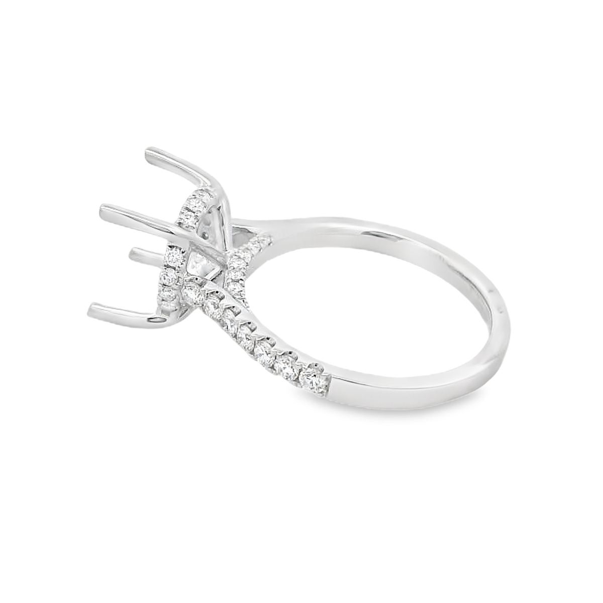 18K White Gold 4-Carat Center Hidden Halo Diamond Engagement Ring Setting