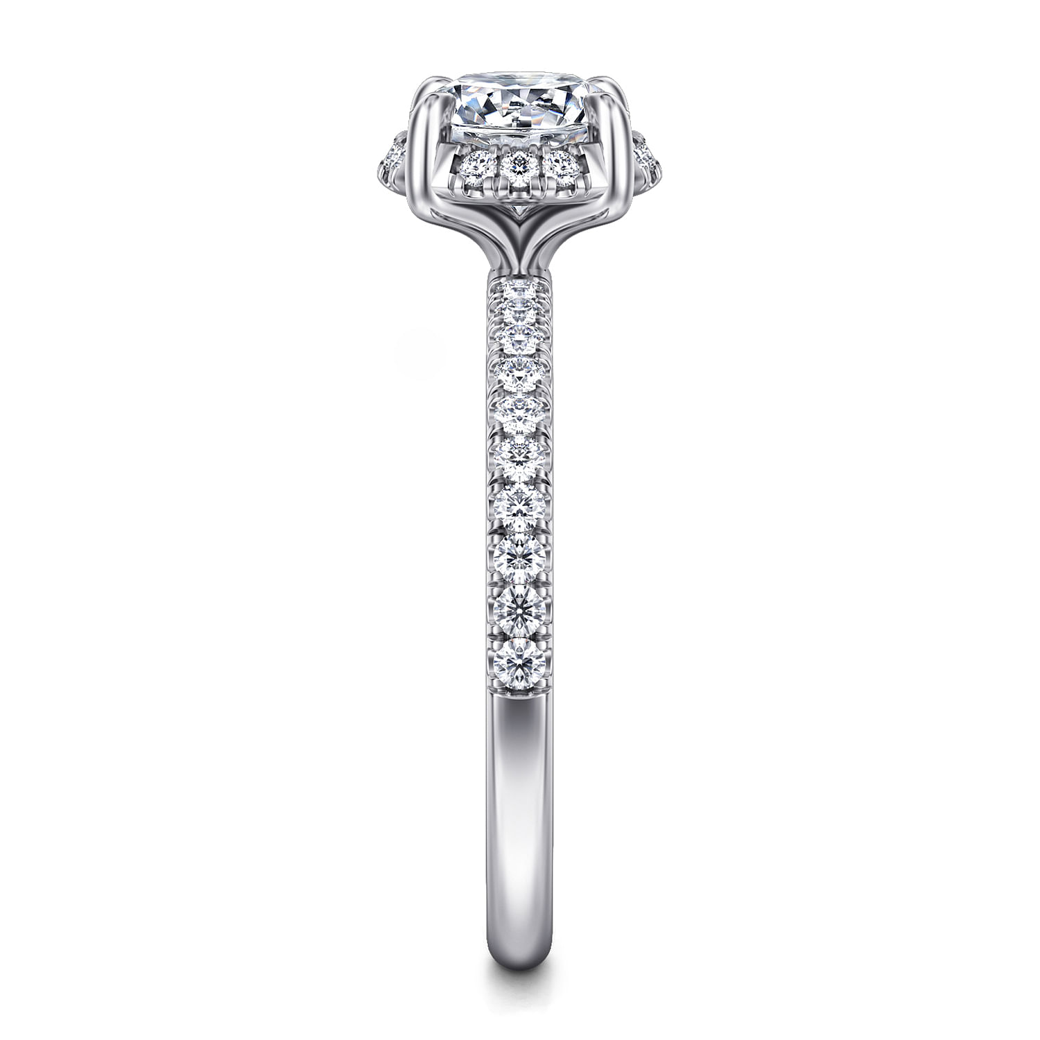 Gabriel & Co. 14K White Gold Diamond Shank Engagement Ring Setting