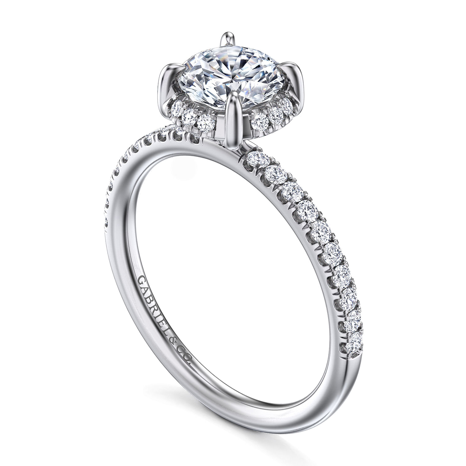 Gabriel & Co. 14K White Gold Diamond Shank Engagement Ring Setting