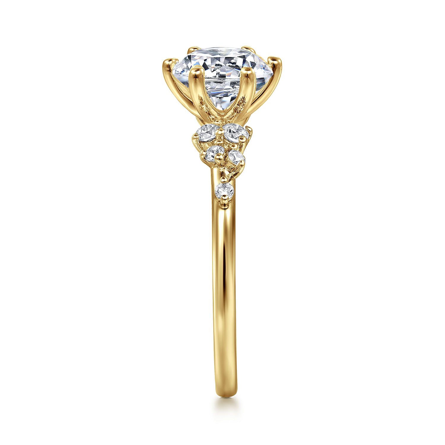 Gabriel & Co. 14K Yellow Gold Starlight Diamond Cluster 6-Prong Head Engagement Ring Setting