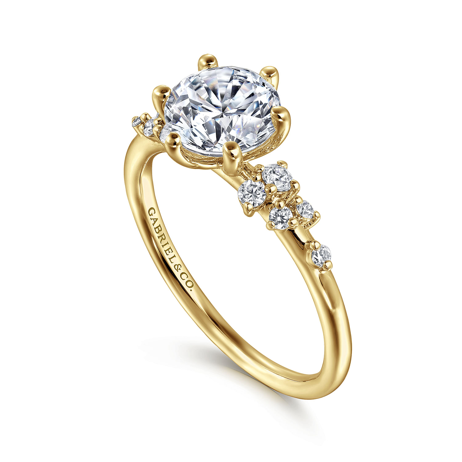 Gabriel & Co. 14K Yellow Gold Starlight Diamond Cluster 6-Prong Head Engagement Ring Setting