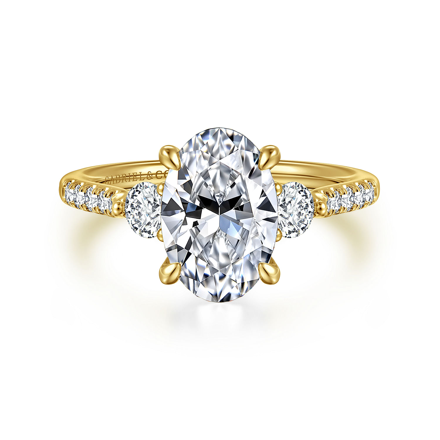 Gabriel & Co. 14K Yellow Gold Lotus Collection Side-Stone Engagement Ring Setting