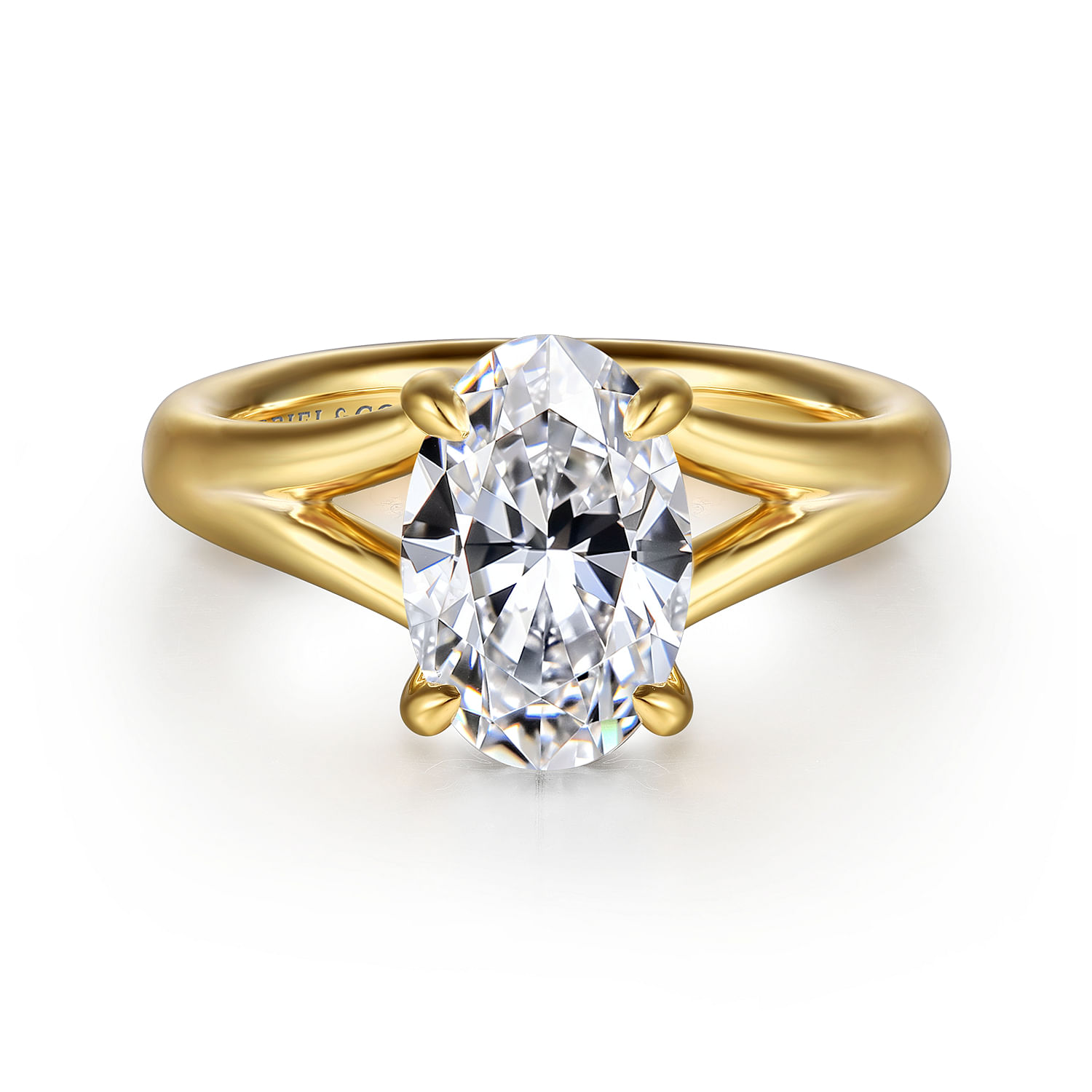 Gabriel & Co. 14K Yellow Gold Oval Diamond Split Shank Engagement Ring Setting