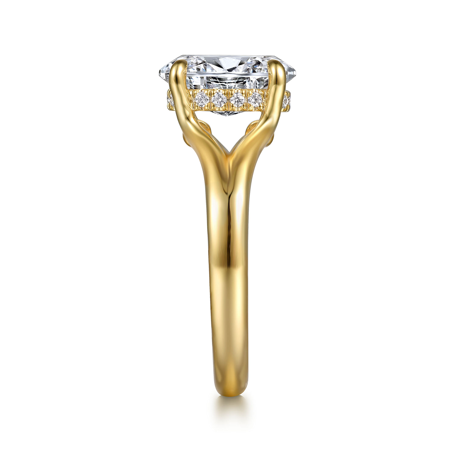 Gabriel & Co. 14K Yellow Gold Oval Diamond Split Shank Engagement Ring Setting
