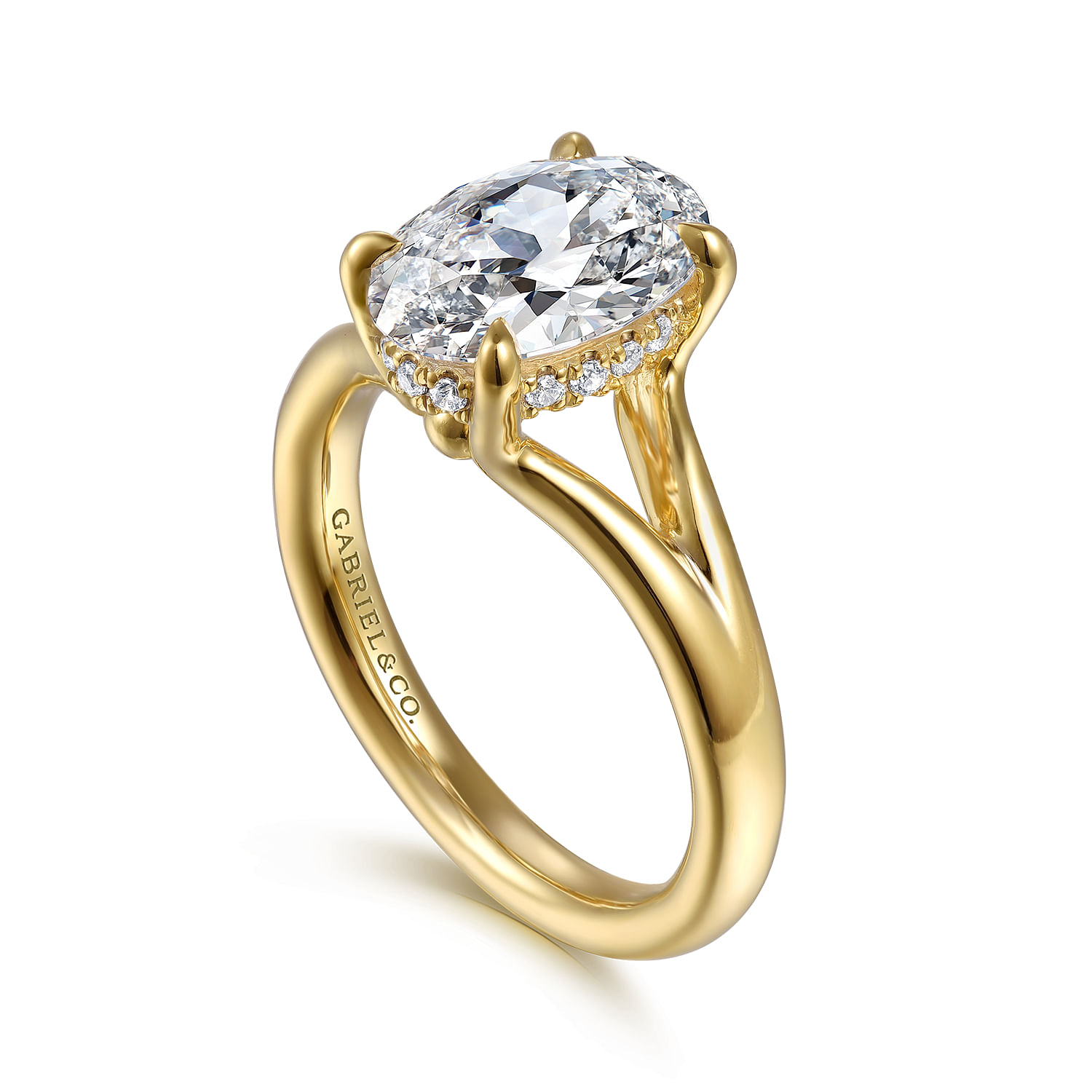 Gabriel & Co. 14K Yellow Gold Oval Diamond Split Shank Engagement Ring Setting