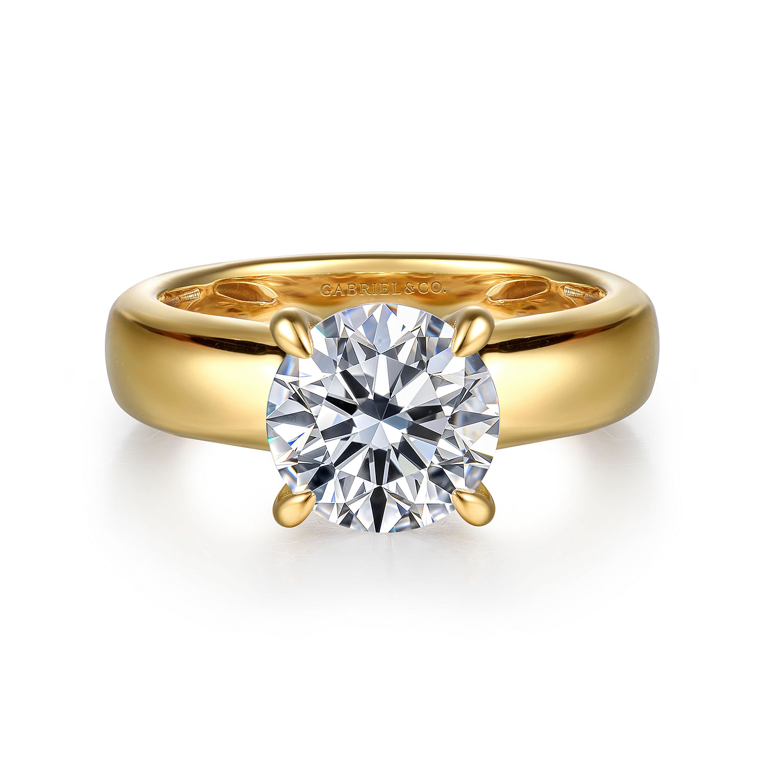 Gabriel & Co. 14K Yellow Gold Wide Band & Diamond Gallery Rail Engagement Ring Setting