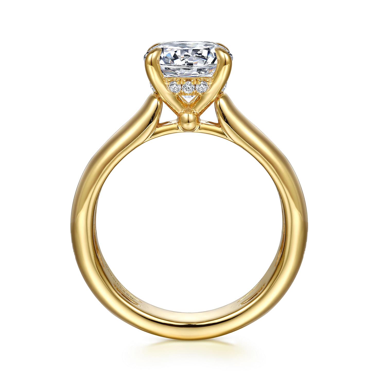 Gabriel & Co. 14K Yellow Gold Wide Band & Diamond Gallery Rail Engagement Ring Setting
