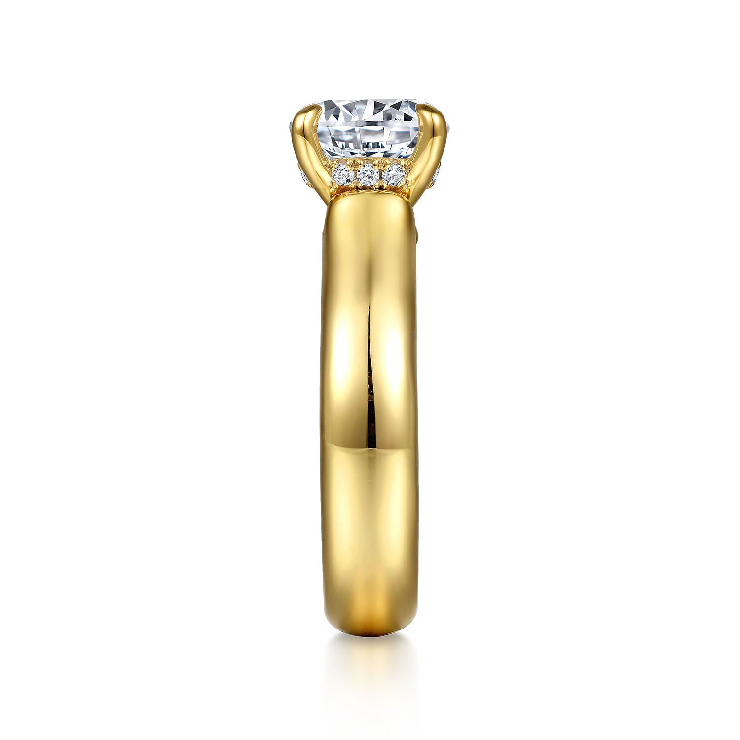 Gabriel & Co. 14K Yellow Gold Wide Band & Diamond Gallery Rail Engagement Ring Setting