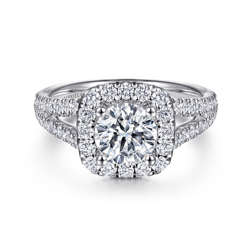 Gabriel & Co.14K White Gold Diamond Single Halo Semi-Mount Ring