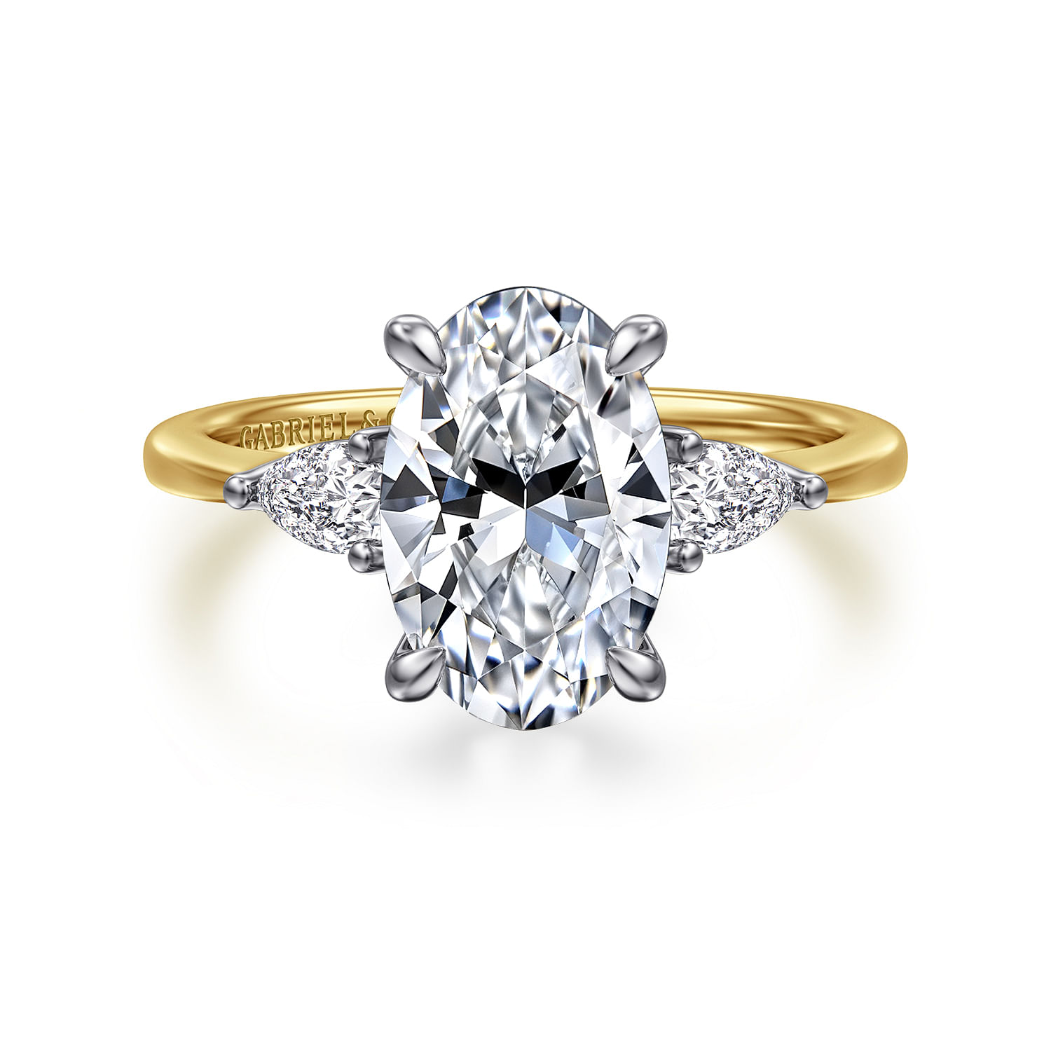 Gabriel & Co. 14K Two-Tone 3-Stone Diamond Engagement Ring Setting