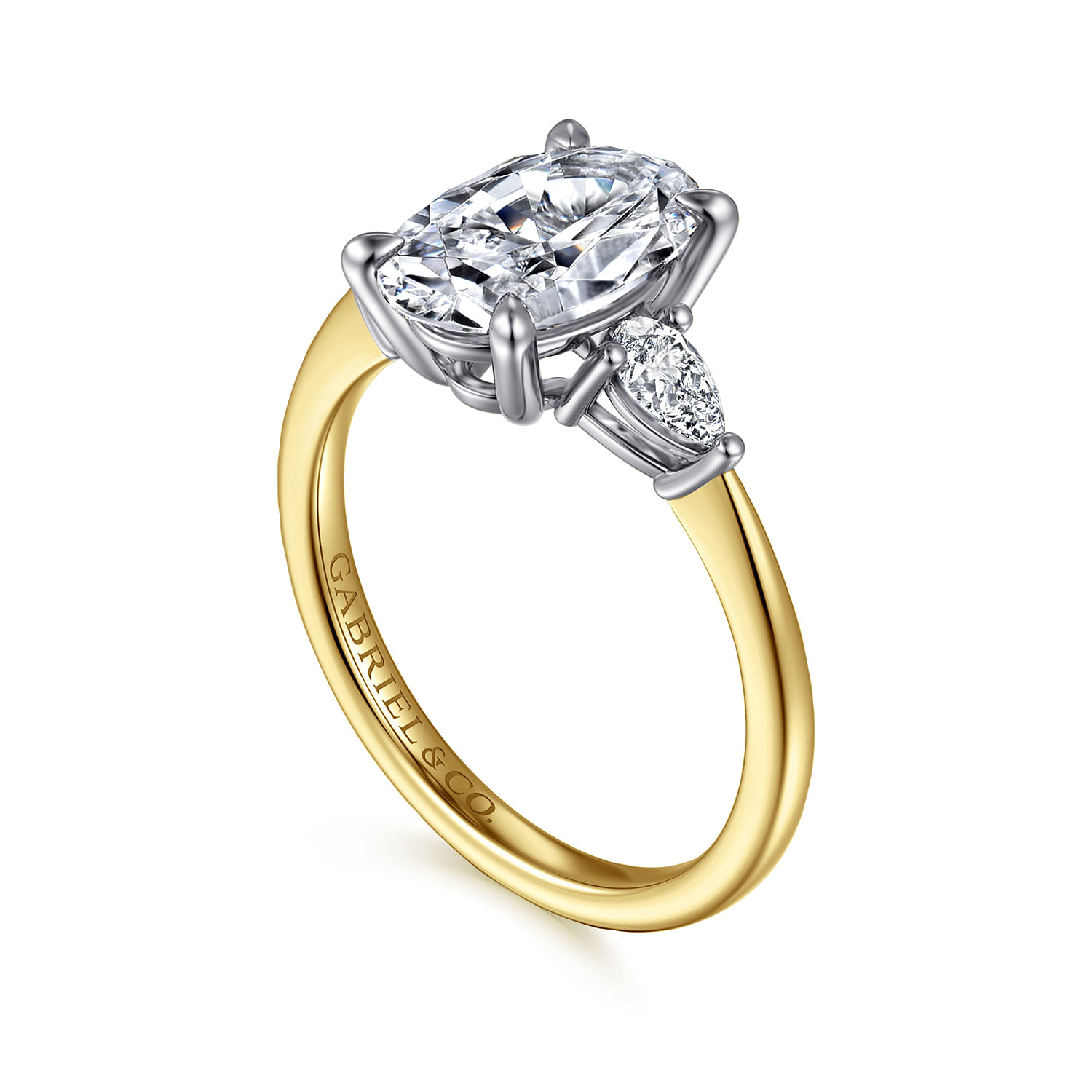 Gabriel & Co. 14K Two-Tone 3-Stone Diamond Engagement Ring Setting