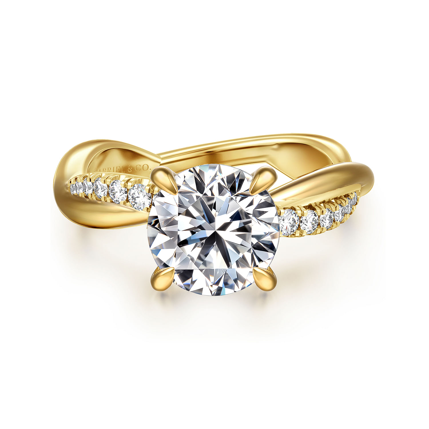 Gabriel & Co. 14K Yellow Gold Diamond Twisted Shank Engagement Ring Setting