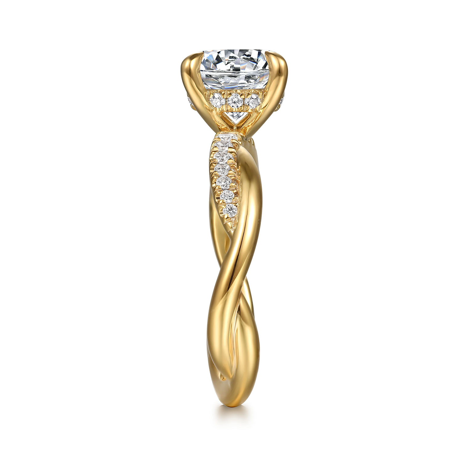 Gabriel & Co. 14K Yellow Gold Diamond Twisted Shank Engagement Ring Setting