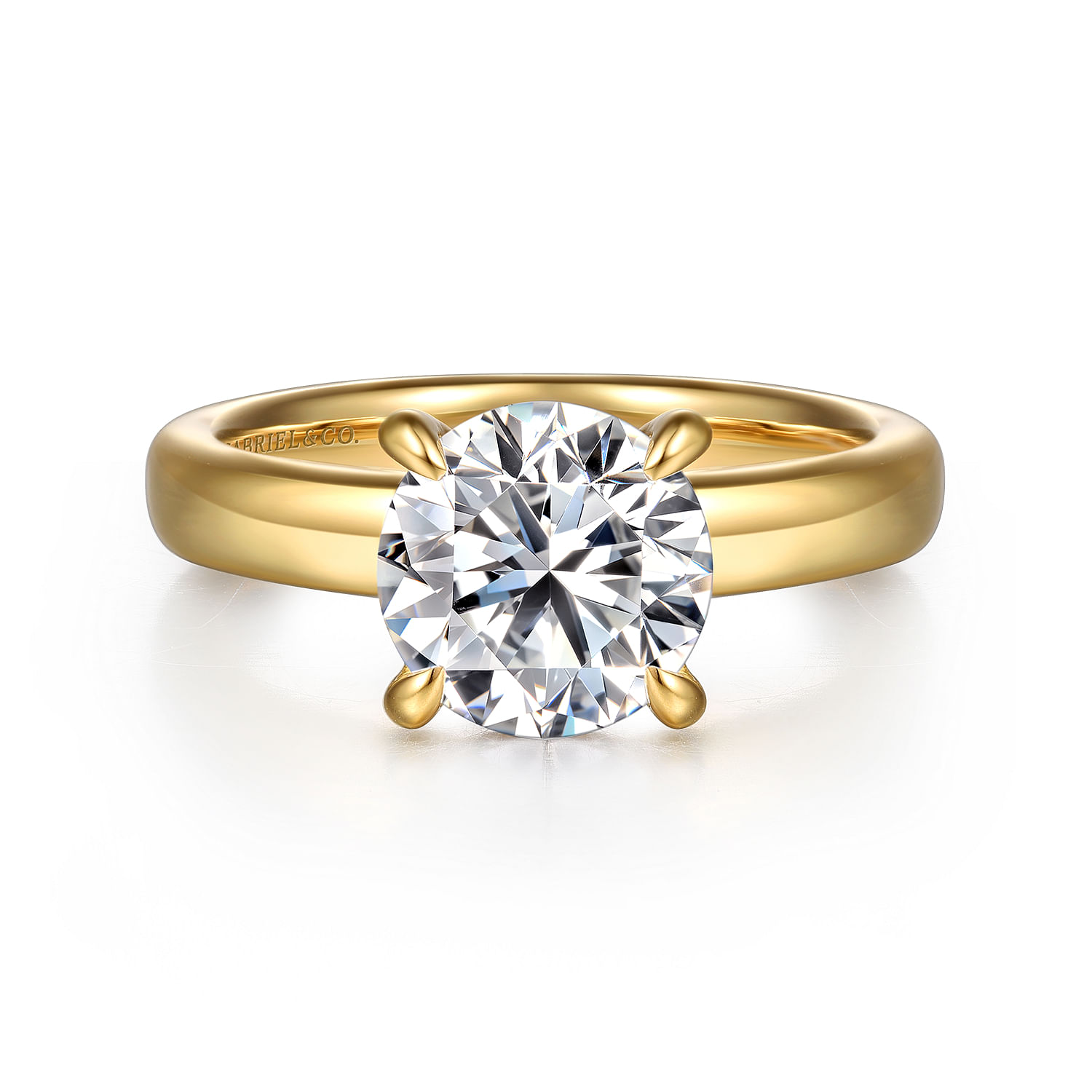 Gabriel & Co. 14K Yellow Gold Wide Band and Diamond Engagement Ring Setting