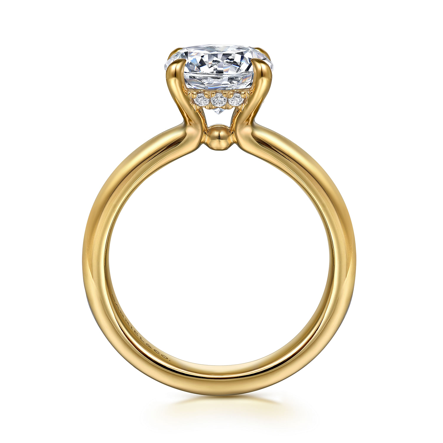 Gabriel & Co. 14K Yellow Gold Wide Band and Diamond Engagement Ring Setting