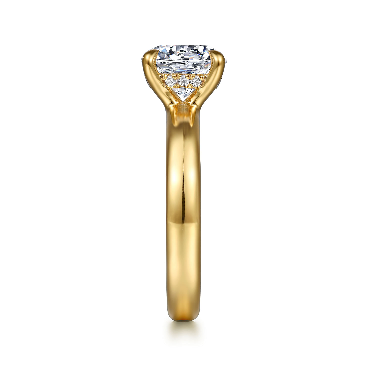 Gabriel & Co. 14K Yellow Gold Wide Band and Diamond Engagement Ring Setting