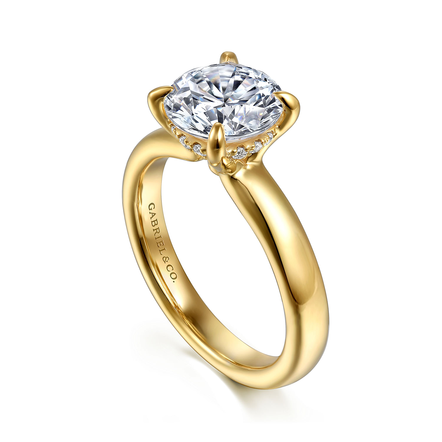 Gabriel & Co. 14K Yellow Gold Wide Band and Diamond Engagement Ring Setting