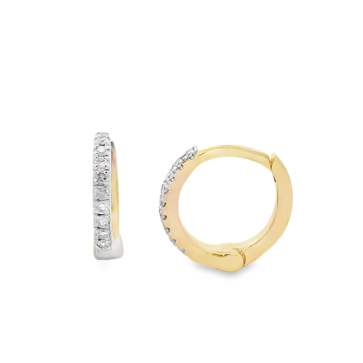 14K Yellow Gold 10mm Diamond Tiny Huggies