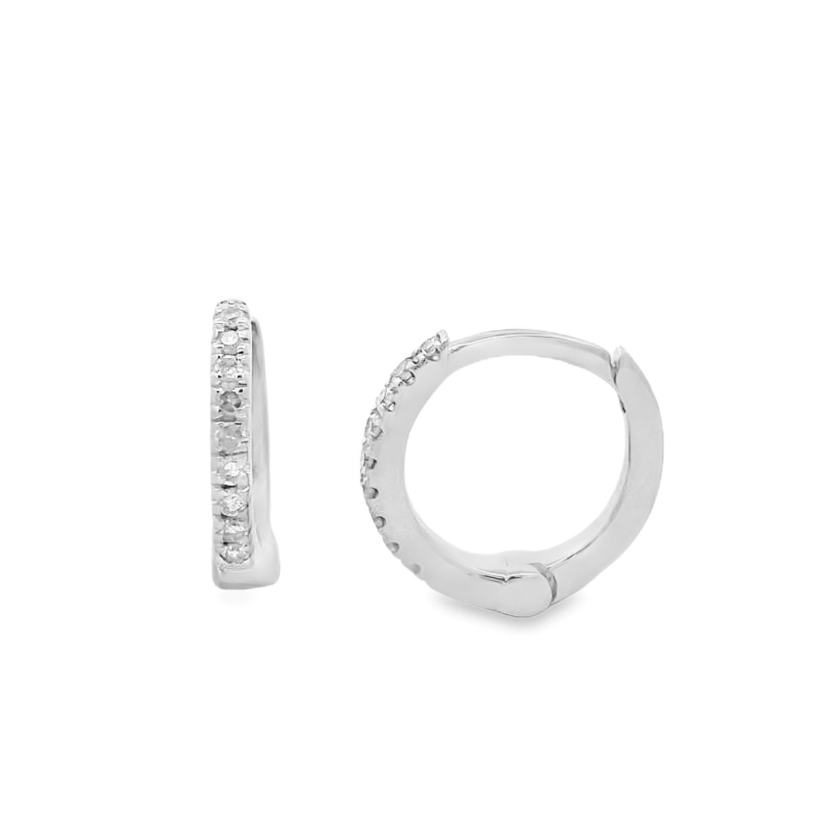 14K White Gold 10mm Diamond Tiny Huggies