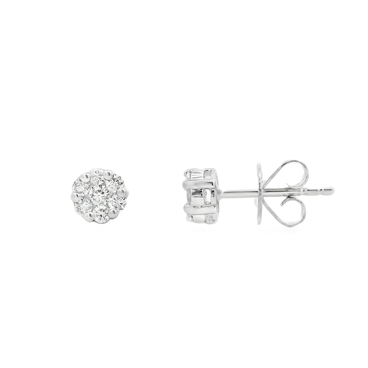14K White Gold 1/3-Carat Diamond Cluster Studs