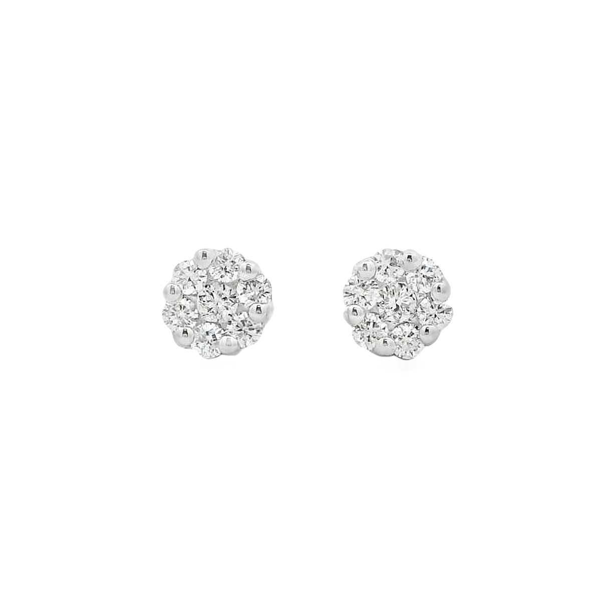 14K White Gold 1/3-Carat Diamond Cluster Studs