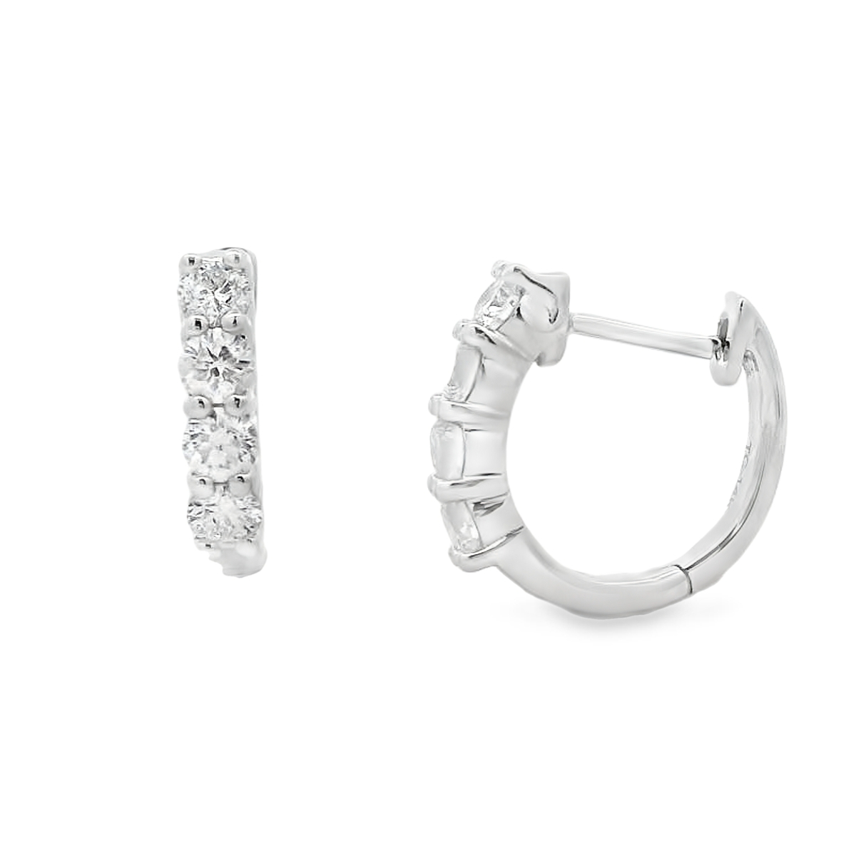 14K White Gold Medium Diamond Huggies