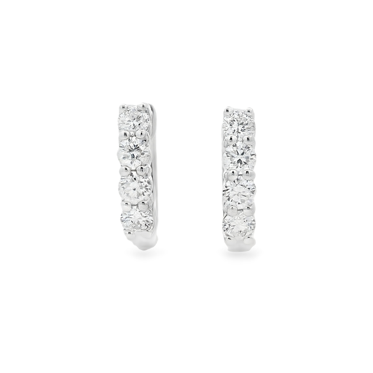 14K White Gold Medium Diamond Huggies