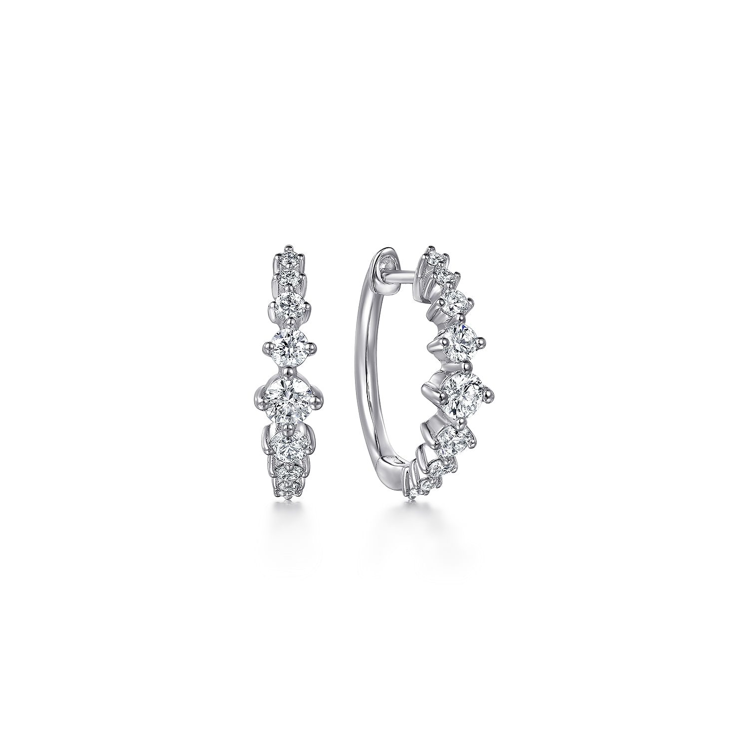 Gabriel & Co. 14K White Gold Lusso Graduating Diamond Huggies