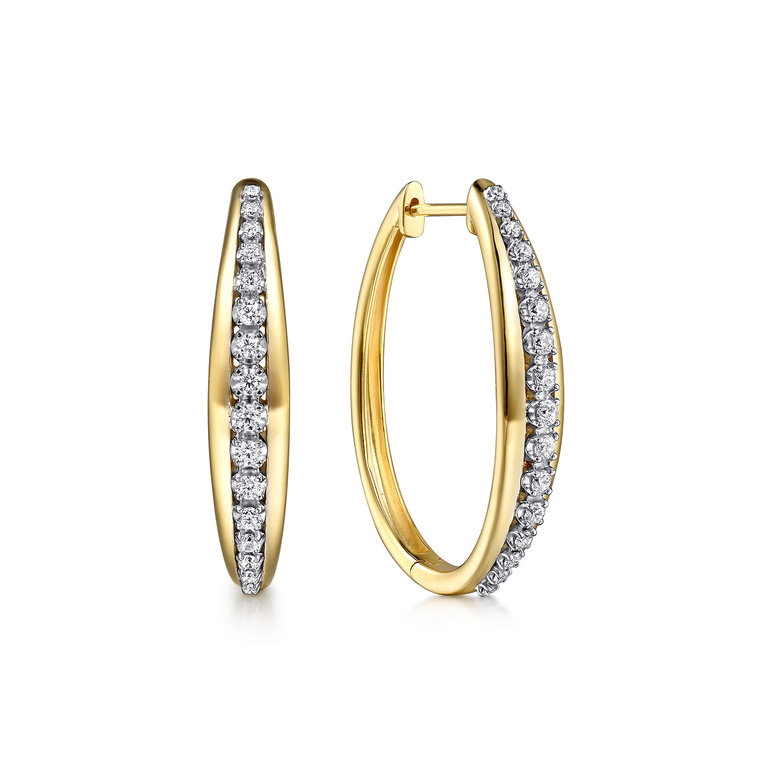 Gabriel & Co. 14K Yellow and White Gold Classic Diamond Oval Hoops