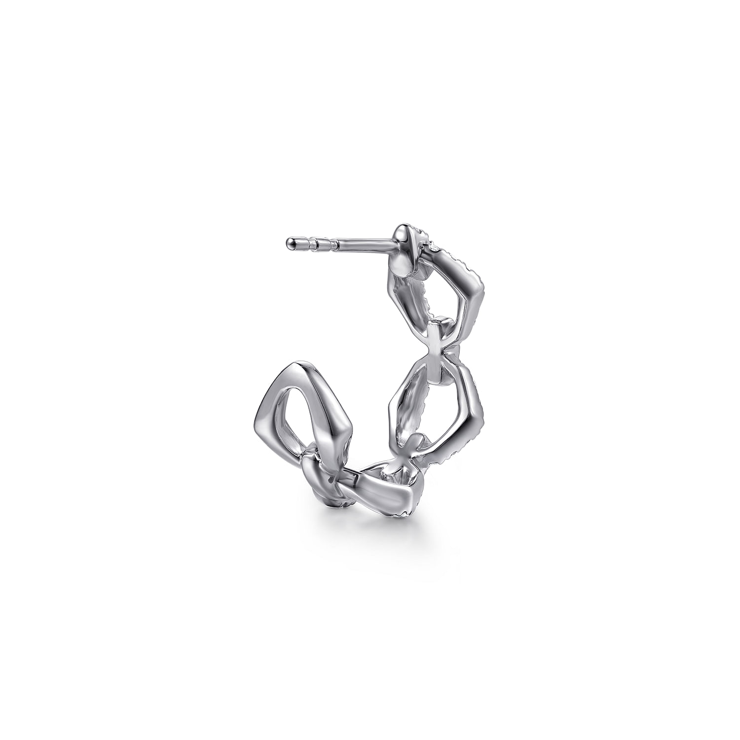 Gabriel & Co. 14K White Gold Lusso Diamond Link Hoops