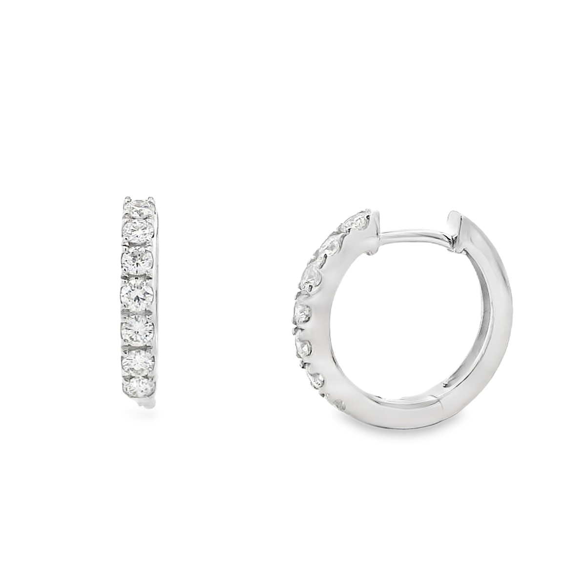 18K White Gold 1/2-Carat Diamond Hoops