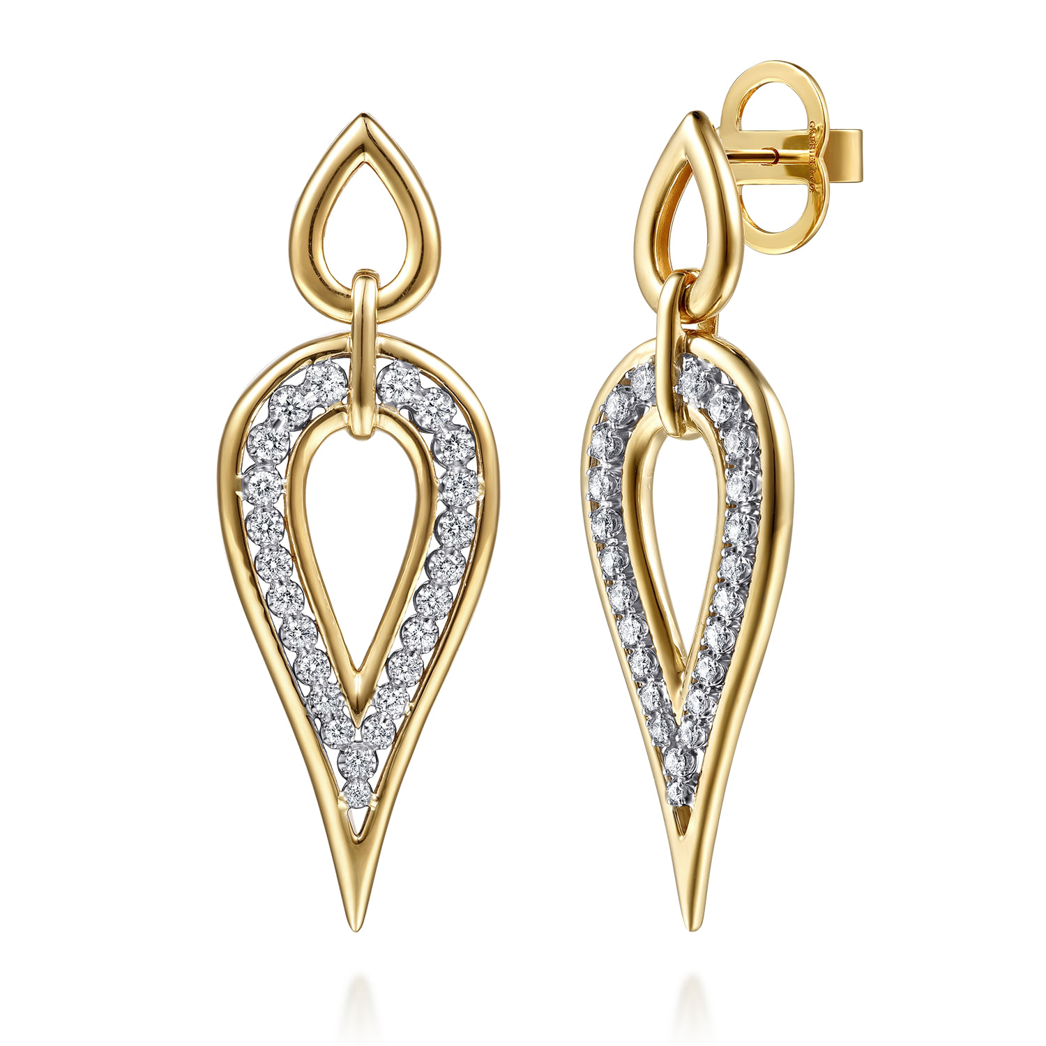 Gabriel & Co. 14K Two-Tone Diamond Teardrop Dangling Earrings
