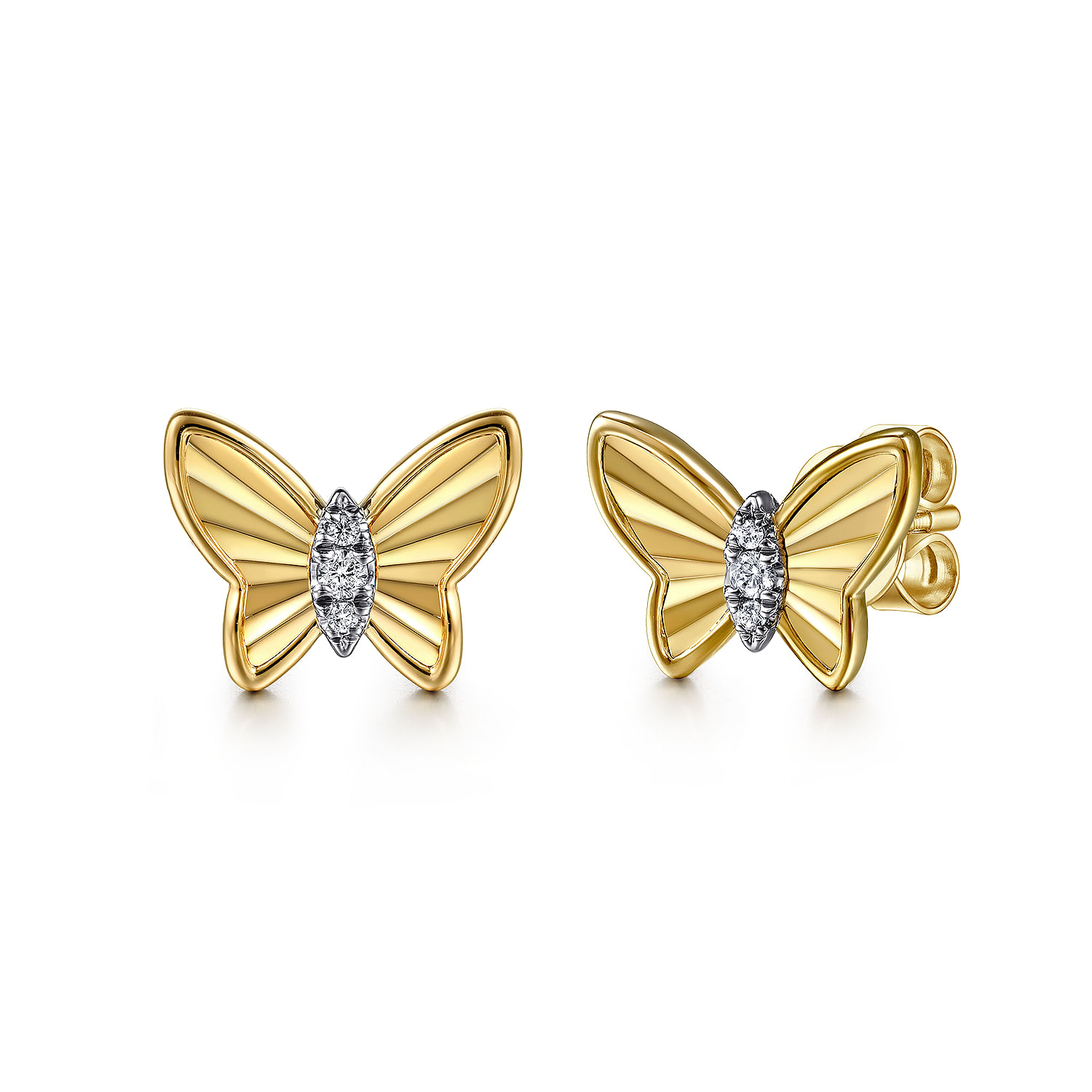 Gabriel & Co. 14K Yellow Gold Diamond Butterfly Studs