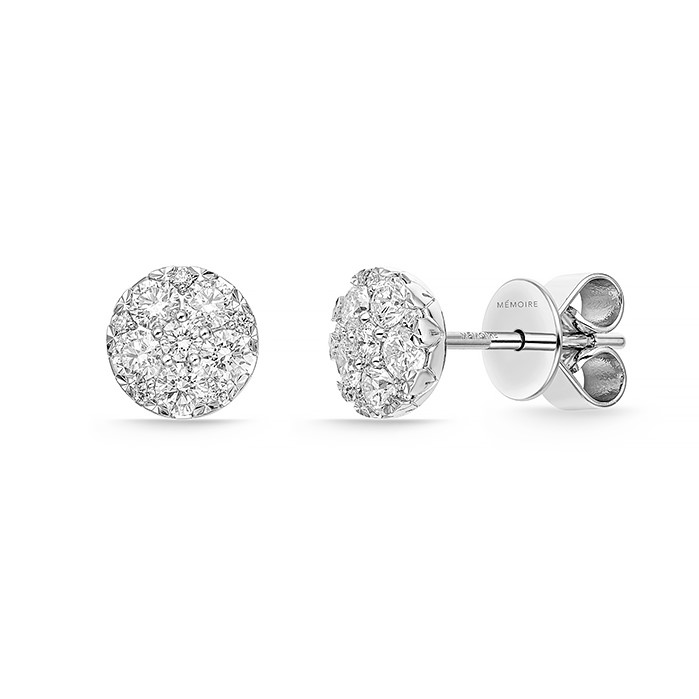 Memoire 18K White Gold Harmony Diamond Cluster Studs
