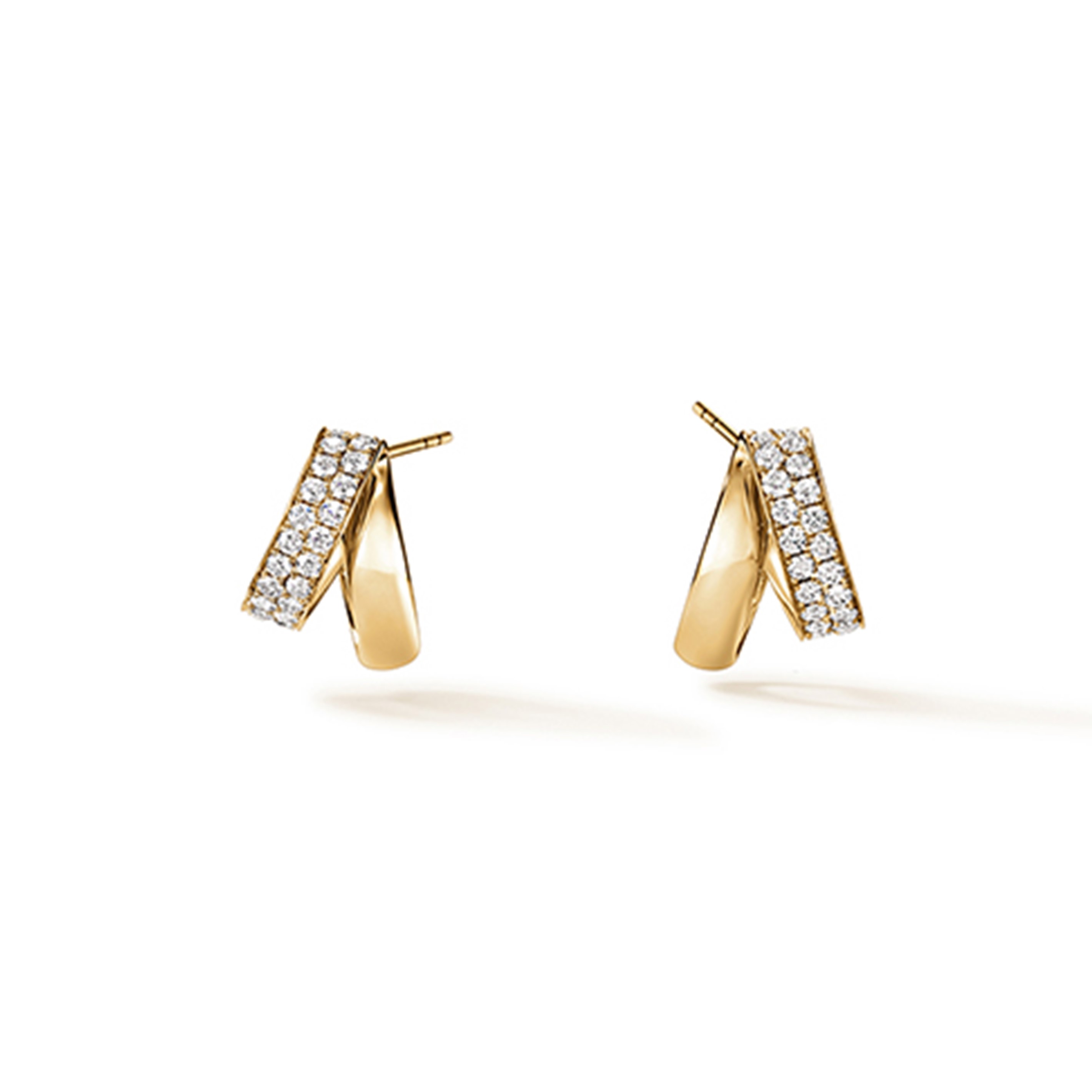 Hearts On Fire 18K Yellow Gold Inside Out Spiral Diamond Huggies