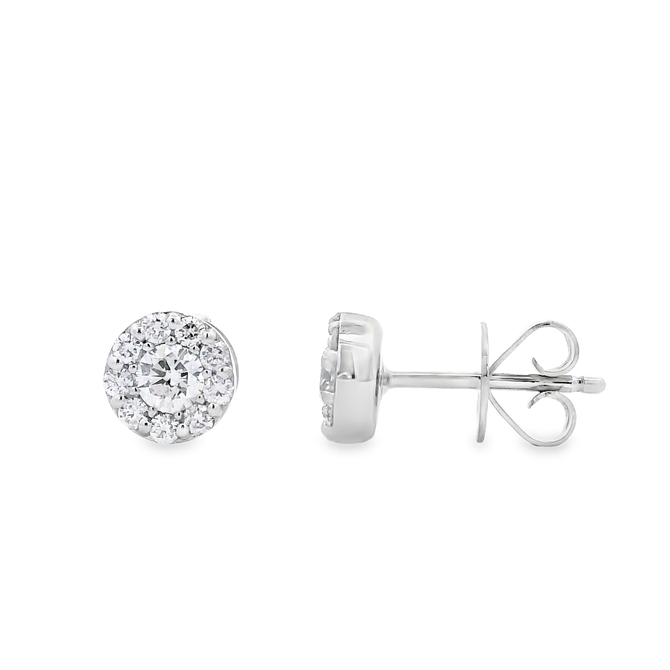 14K White Gold 1/2-Carat Diamond Cluster Studs