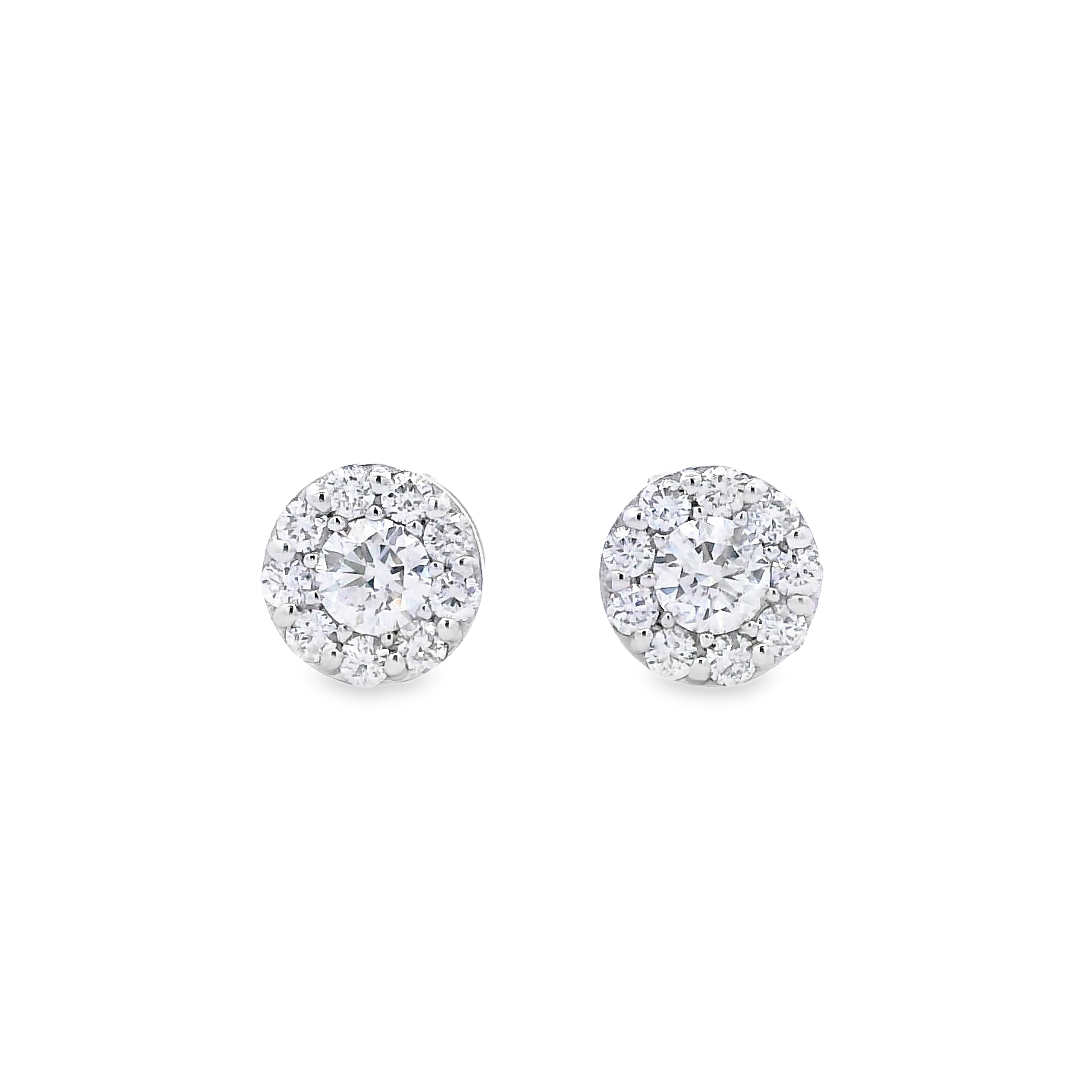 14K White Gold 1/2-Carat Diamond Cluster Studs