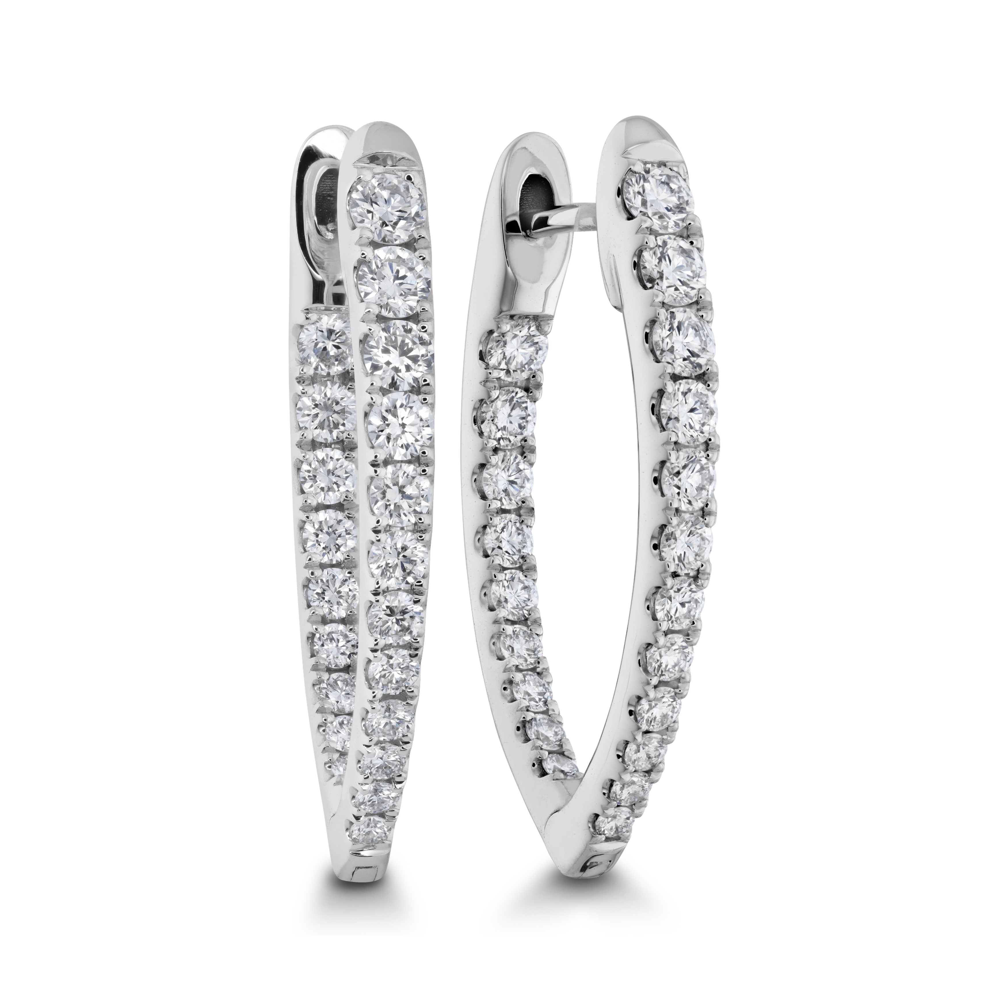 Memoire 18K White Gold Medium Imperial Pointed Diamond Huggies