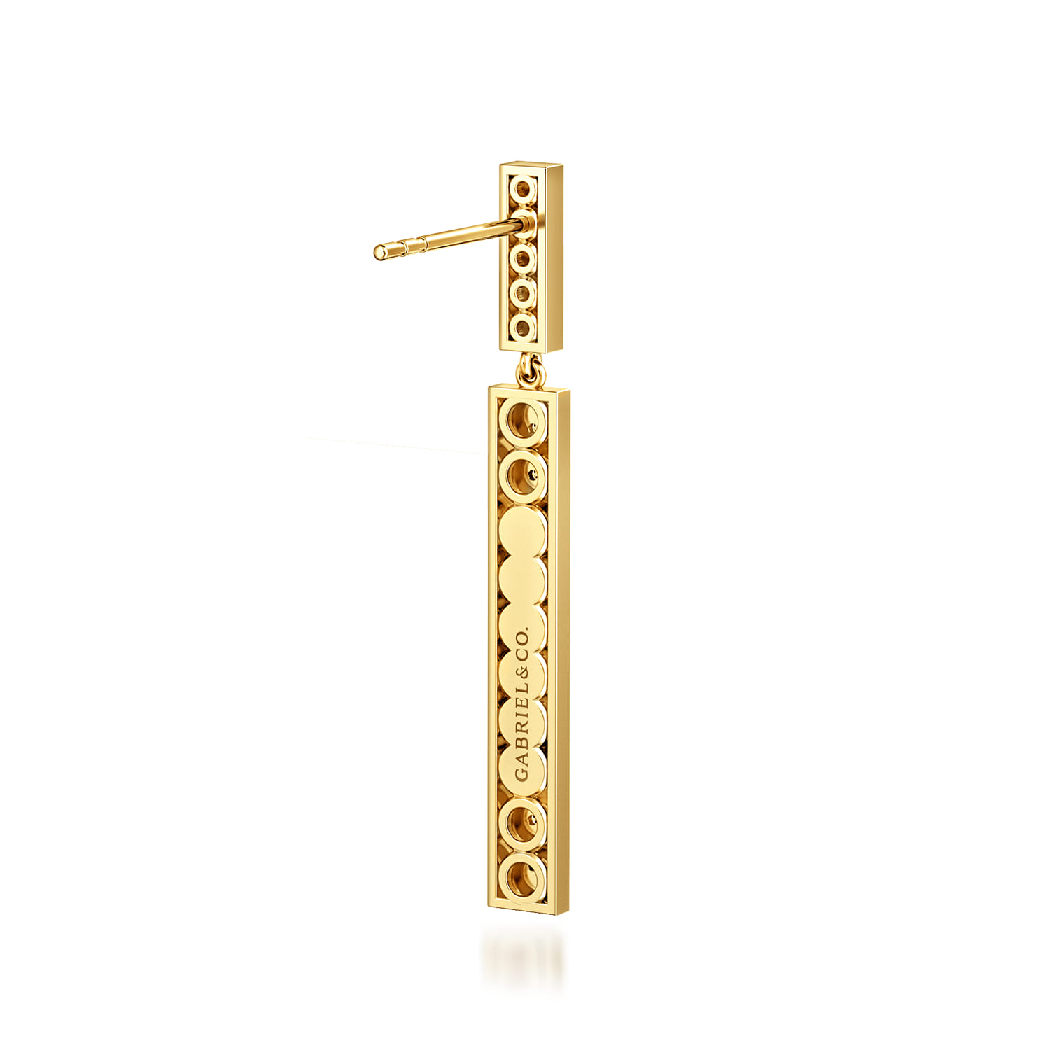Gabriel & Co. 14K Yellow Gold Diamond Elongated Pyramid Stud Drop Earrings with 40 Round Diamonds 0.23 CTW H-I SI