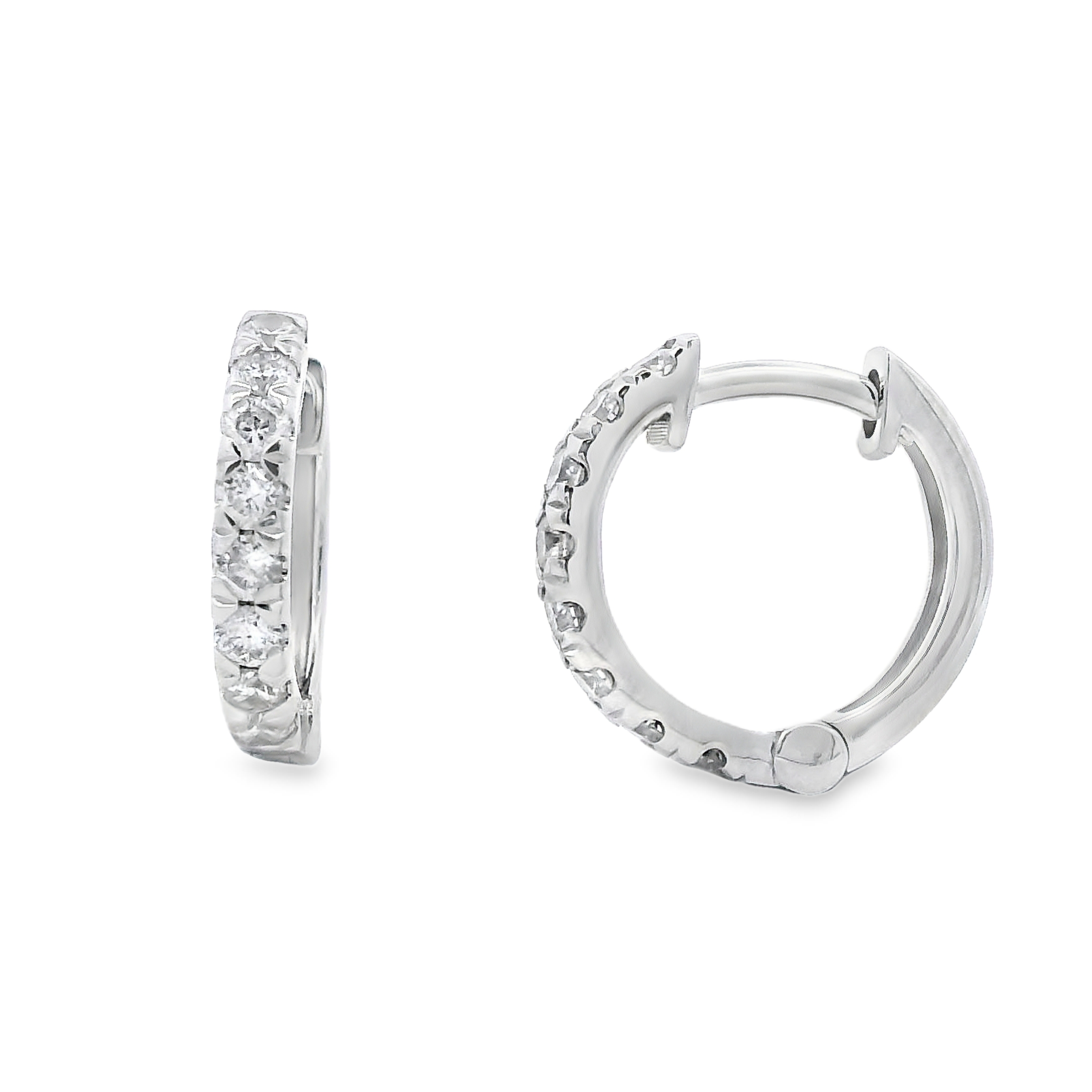 14K White Gold 1/3-Carat 12mm Diamond Huggies