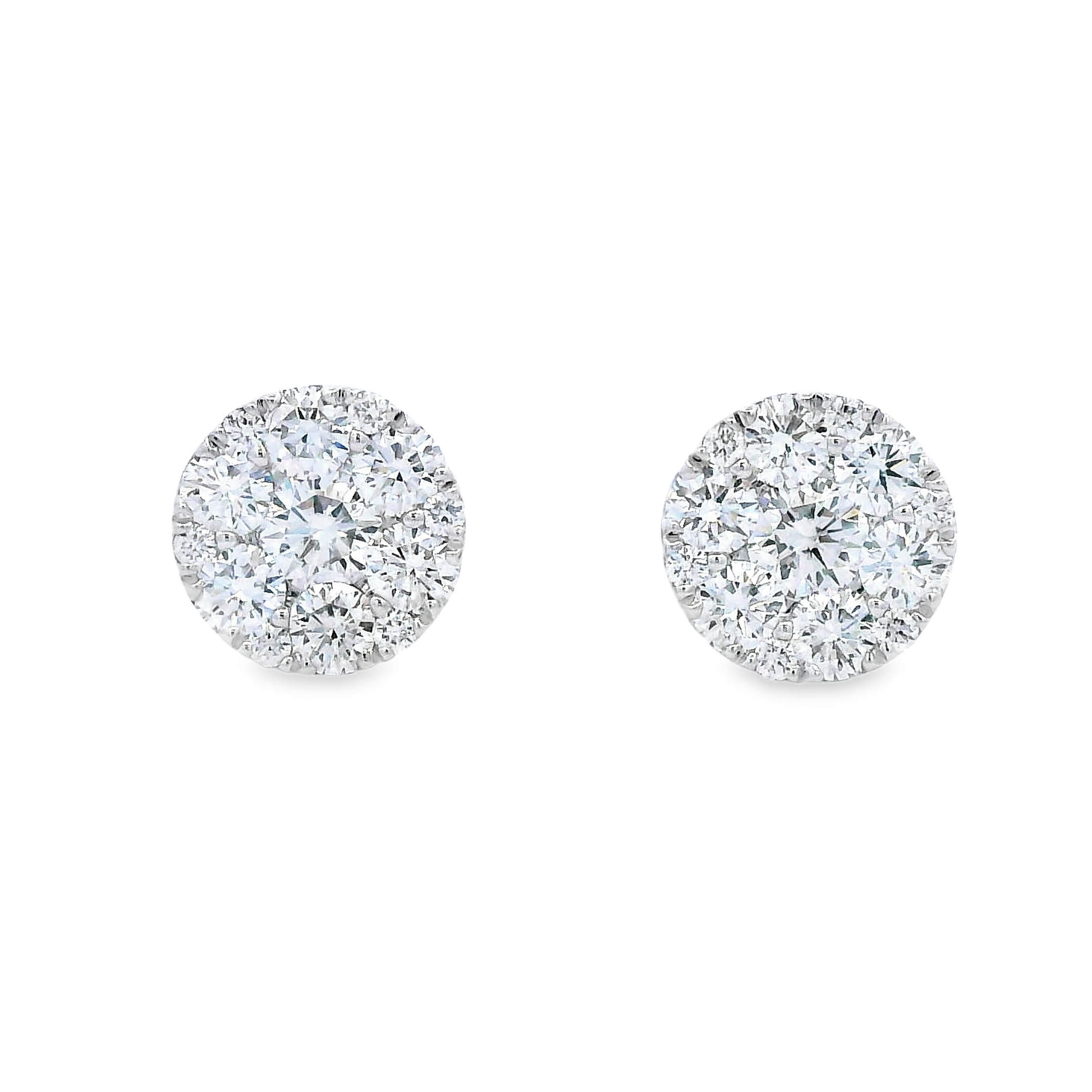 Damaso 18K White Gold Diamond Cluster Studs